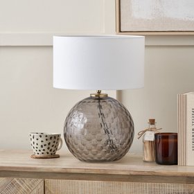 Mirielle Smoke Grey Circle Design Handcut Glass Table Lamp Base