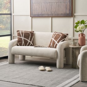 Arezzo White Fabric Sofa