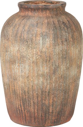 Caleb Rustic Brown Fibrestone Ribbed Decorative Vase Tall