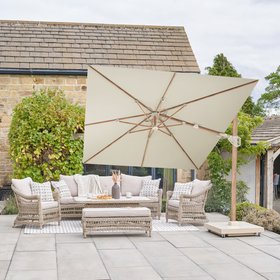 Platinum Challenger Premium Champagne and Teak 3.5m x 2.6m Rectangular Parasol