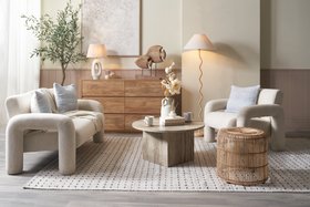 Arezzo White Fabric Sofa