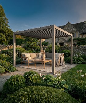 Pavillo Teak Effect 3.5m Square Pergola