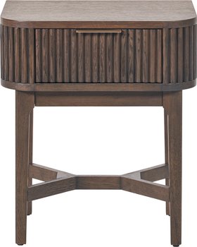 Reya Dark Brown Ribbed Oak Wood Unit