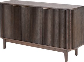 Reya Dark Brown Ribbed Oak Wood Sideboard
