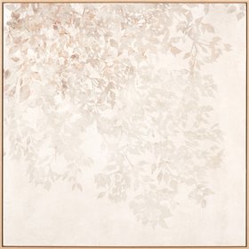 Valea White and Natural Floral Square Canvas with Natural Frame