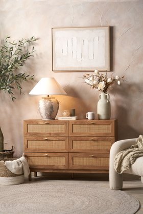 Hendrix Natural Rattan 6 Drawer Unit