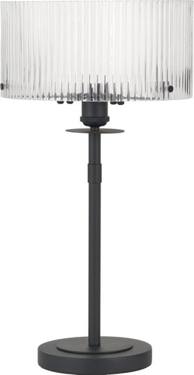Athena Ribbed Glass Black Metal Round Table Lamp
