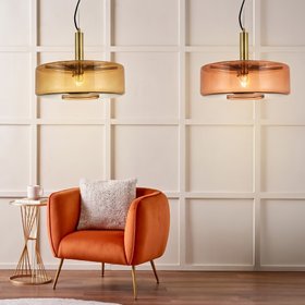 Sabrina Chestnut Brown & Amber Large Glass Pendants