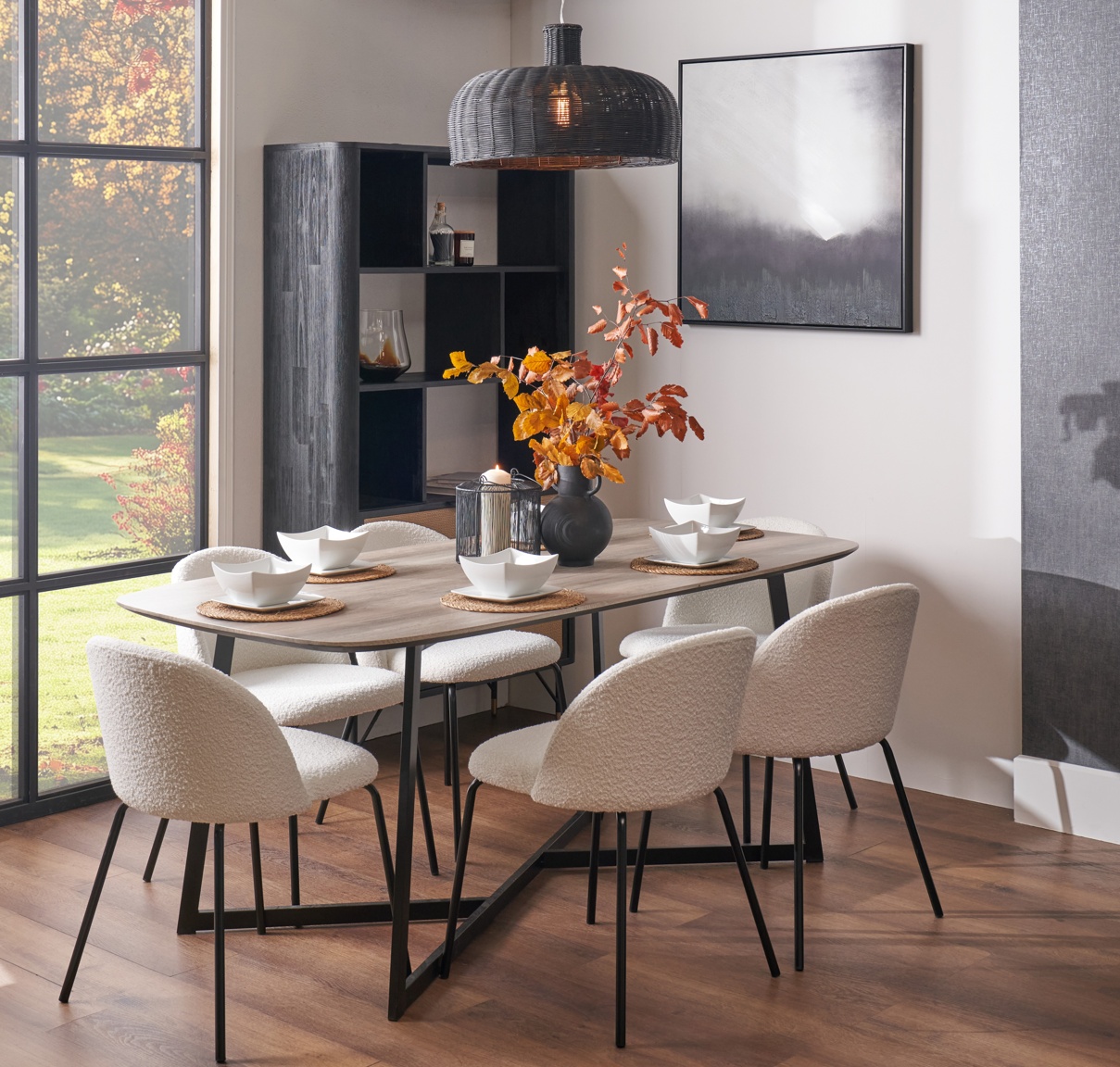 Lea White Boucle Dining Chair