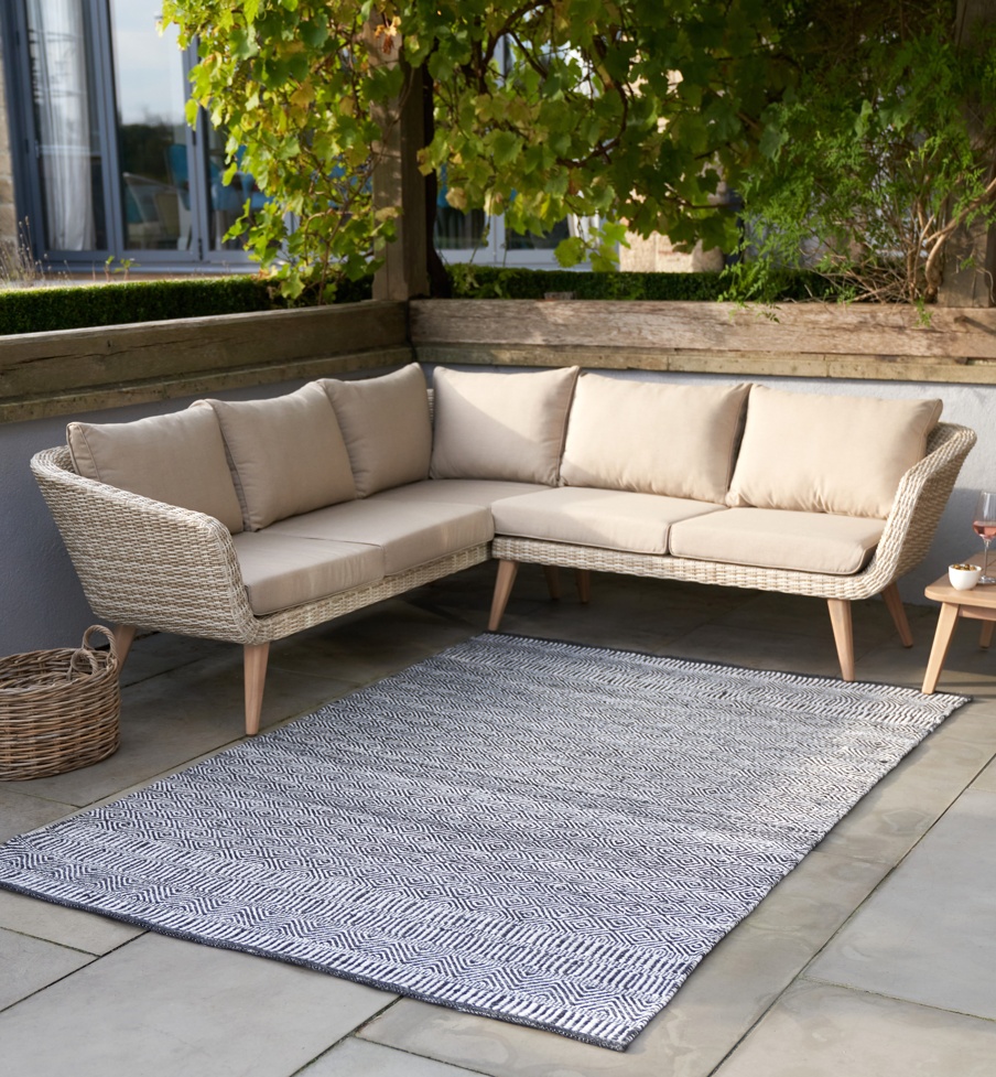 Indoor Outdoor Recycled Black Inca Design Rug