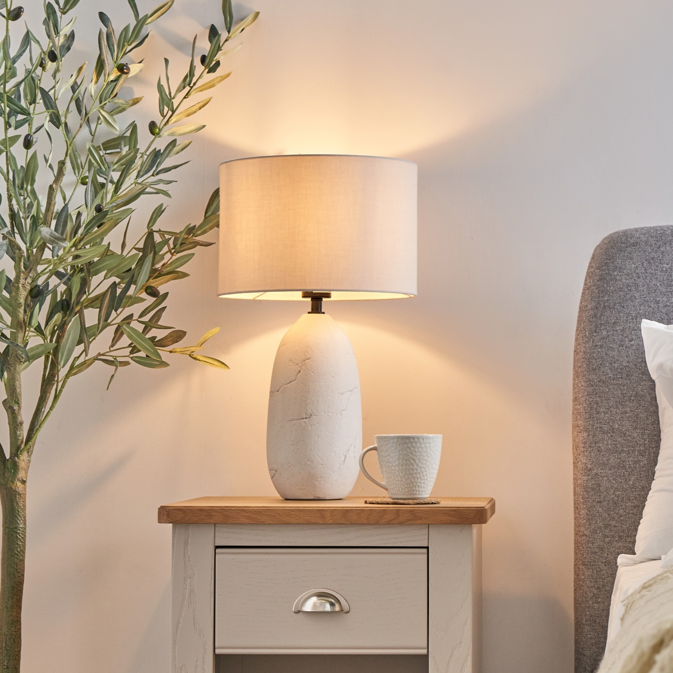 Avery White Vintage Textured Ceramic Table Lamp