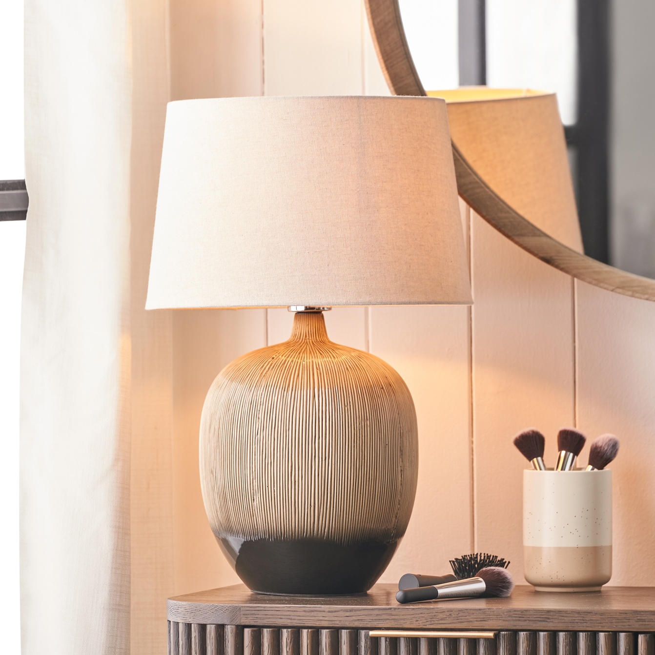 Dunn Brown and Black Textured Ceramic Table Lamp