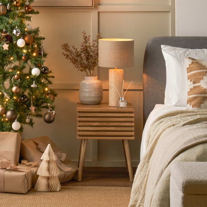 Bergen Natural Eucalyptus Wood Bedside Table