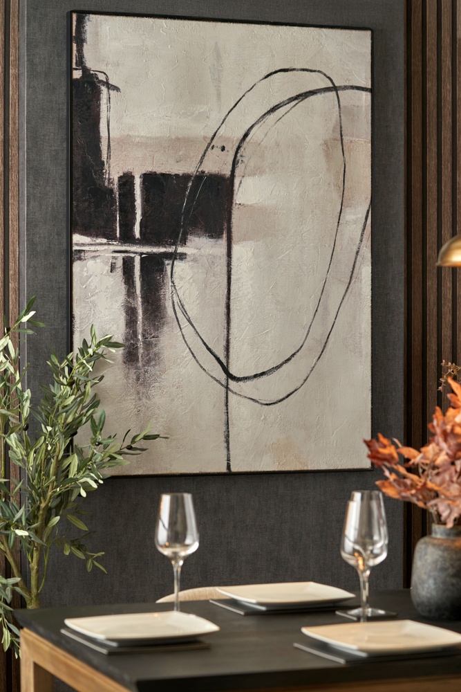 Nova Monochrome Abstract Canvas with Black Frame