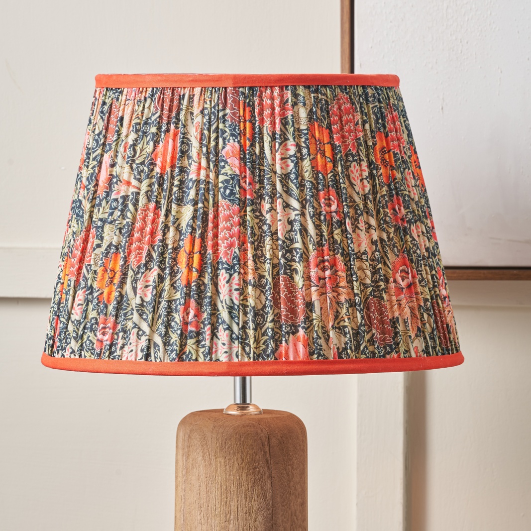 Alessa Red Floral Patterned Mushroom Pleat Tapered Lampshade