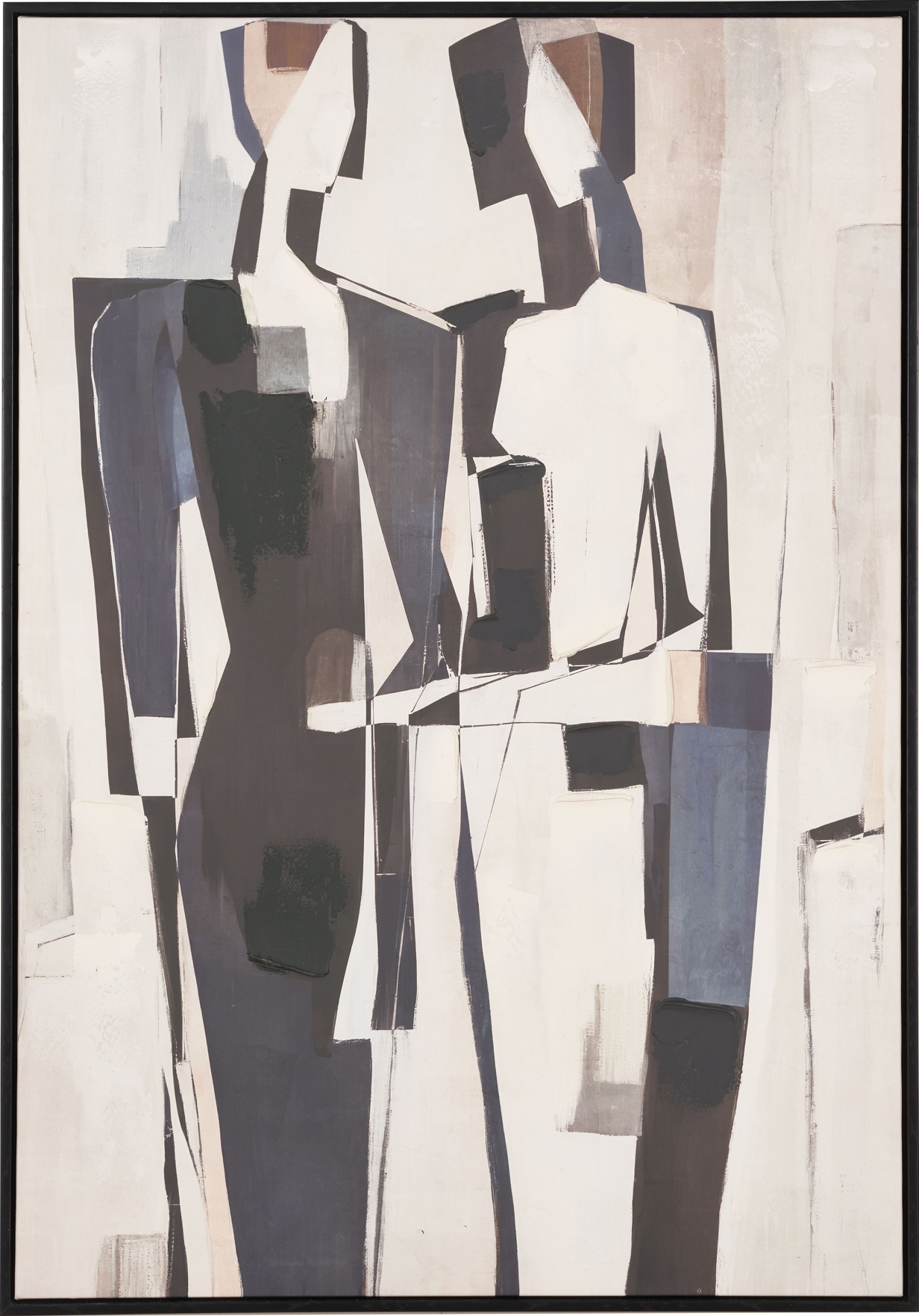 Formaelle Monochrome Abstract People Canvas with Black Frame