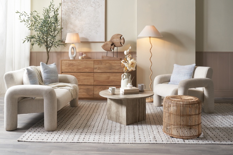 Arezzo White Fabric Sofa