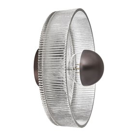 Ribbed Glass Dish Wall Diffuser 12 Inch Clear Bronze Holder