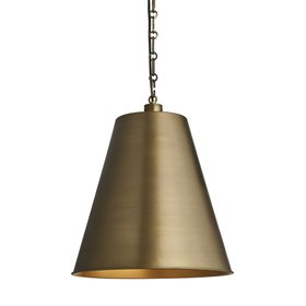 Industvillle, Albany Funnel Pendant Light   8 Inch   Brass   Brass Holder