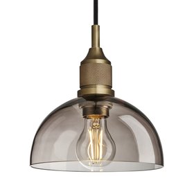 Industville, Noho Glass Dome Pendant Light   8 Inch   Mocha   Brass Holder