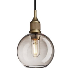 Industville, Noho Glass Globe Pendant Light   7 Inch   Mocha   Brass Holder