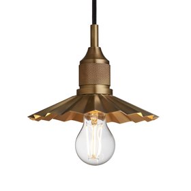Industville, Noho Small Pleated Slope Pendant Light   12 Inch   Brass   Brass Holder