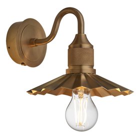 Industville, Noho Pleated Slope Swan Neck Wall Light   8 Inch   Brass   Brass Holder