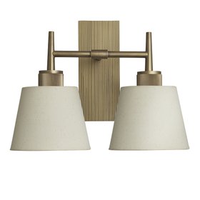 Industville, Henley Empire Double Wall Light   Light Natural Cotton   Brass Holder