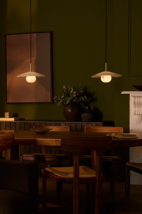 Industville, Alabaster Slope Pendant Light   12 Inch   Brass