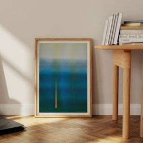 "Twilight Blues No.1" vibrant blue green art print of distant horizon, from £30 each, inandbetween.co.uk