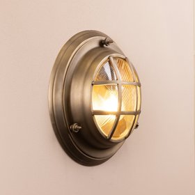 Looe Bulk Head Round Lantern | Brass