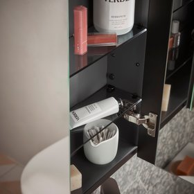 Flow Led Illuminated 600 x 700 Double Door Bathroom Cabinet - Gunmetal