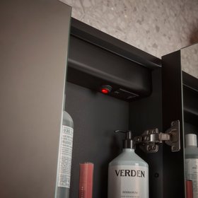 Flow Led Illuminated 600 x 700 Double Door Bathroom Cabinet - Gunmetal