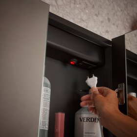 Flow Led Illuminated 600 x 700 Double Door Bathroom Cabinet - Gunmetal