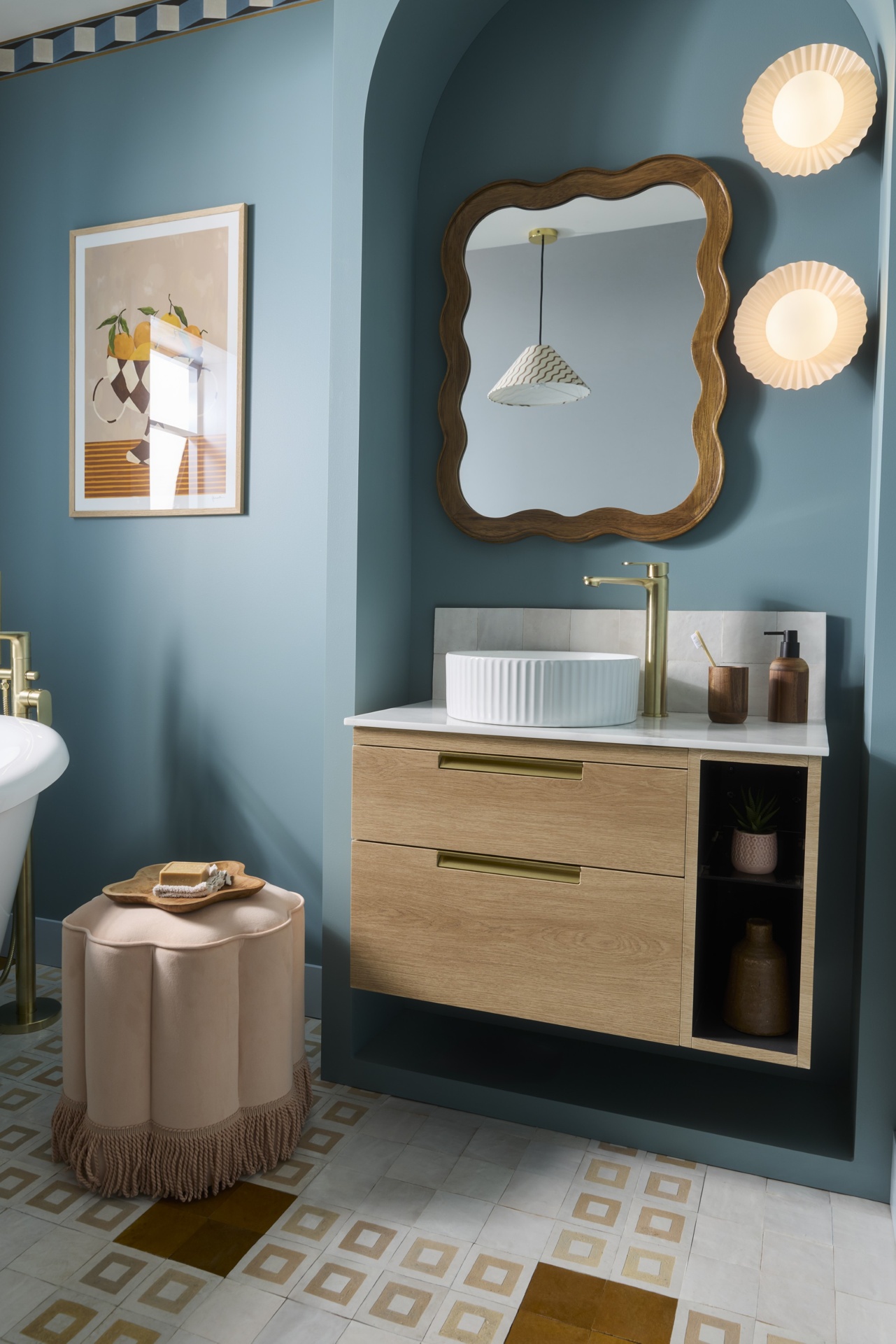 Platform 700 Wall Mounted Vanity Unit - Swiss Oak - Emma Gurner's Interior Design Challenge