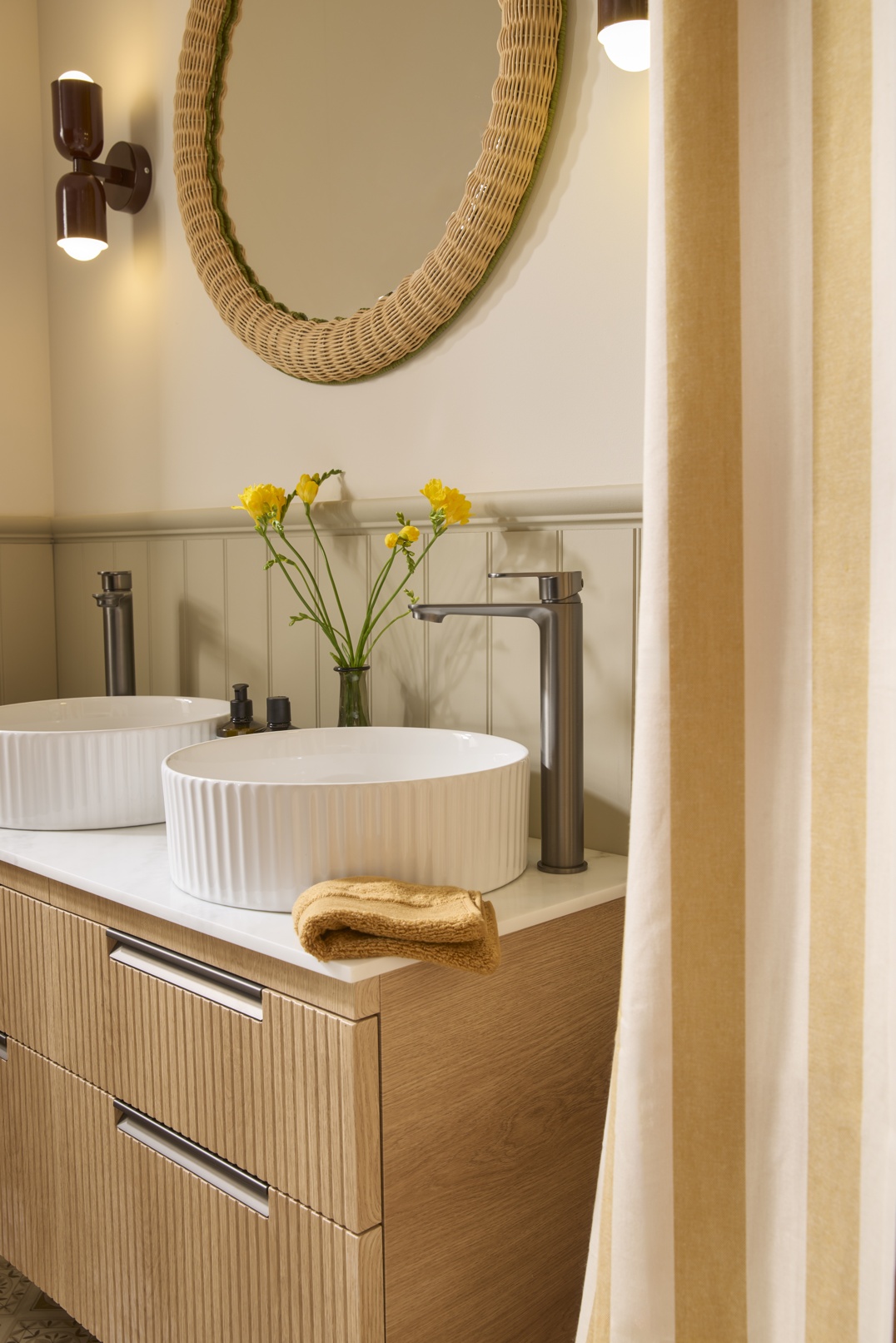 Platform 500 Fluted Wall Mounted Vanity Unit - Swiss Oak - Fiona Duke's Interior Design Challenge