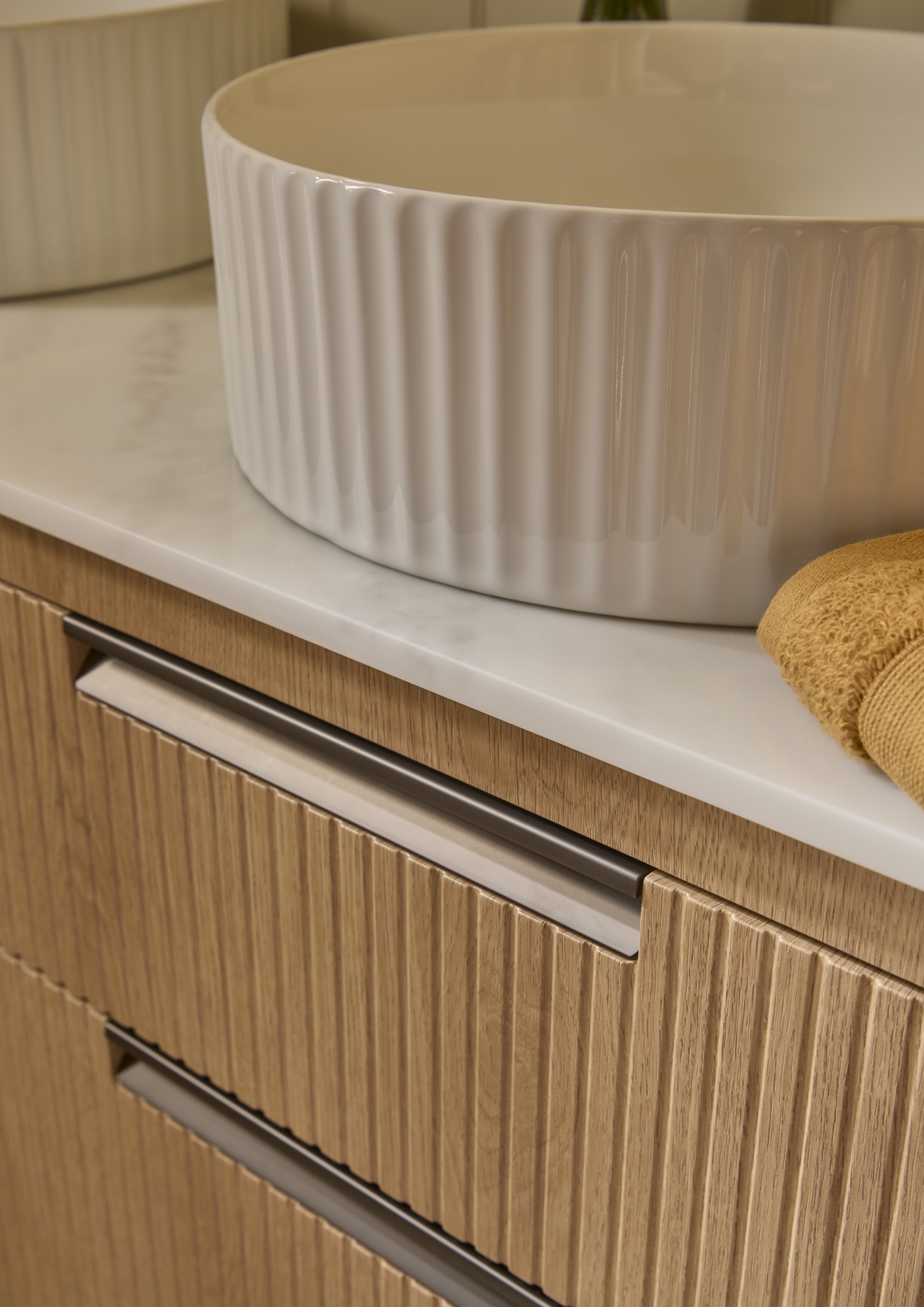 Platform 500 Fluted Wall Mounted Vanity Unit - Swiss Oak - Fiona Duke's Interior Design Challenge