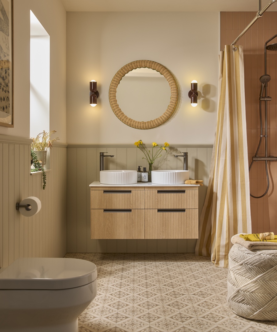 Platform 500 Fluted Wall Mounted Vanity Unit - Swiss Oak - Fiona Duke's Interior Design Challenge