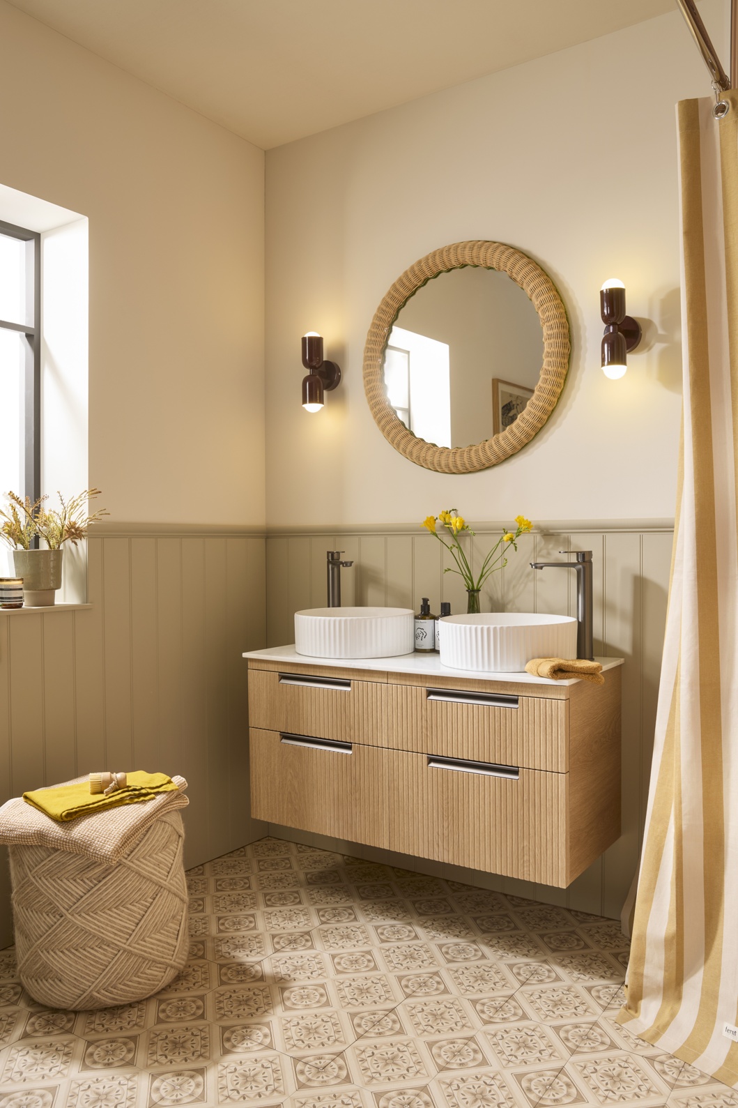Platform 500 Fluted Wall Mounted Vanity Unit - Swiss Oak - Fiona Duke's Interior Design Challenge