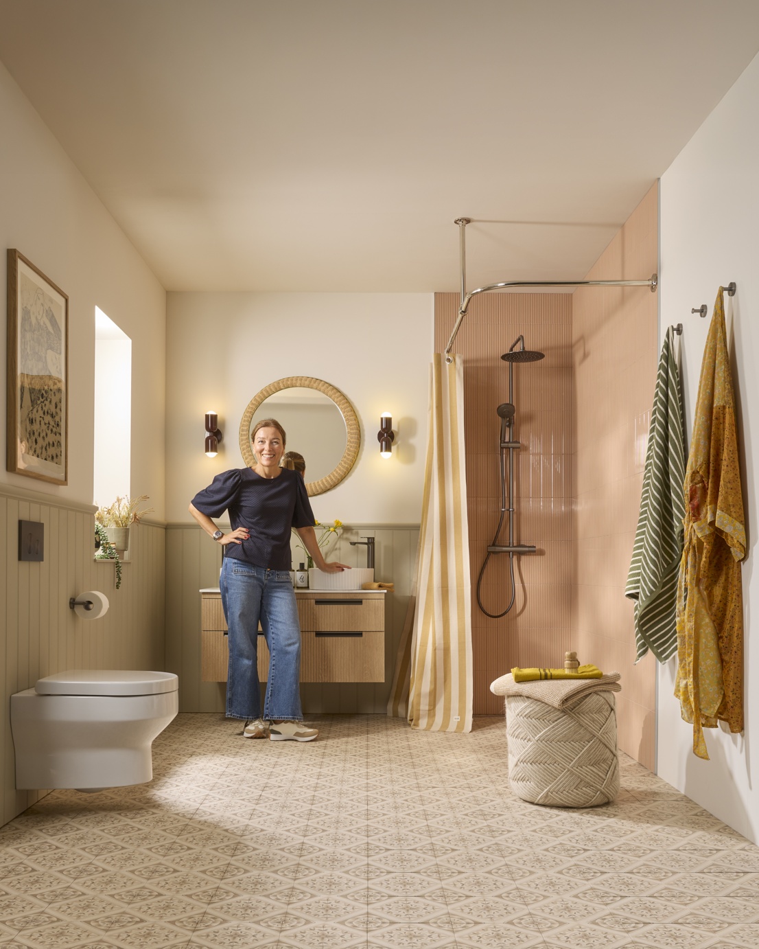 Platform 500 Fluted Wall Mounted Vanity Unit - Swiss Oak - Fiona Duke's Interior Design Challenge
