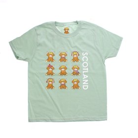 Kids Highland Cow Print T-Shirt - Mint