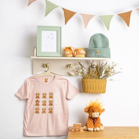 Kids Highland Cow Print T-Shirt - Pink
