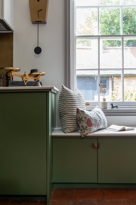 Kitchen Window Seat in Green Kitchen