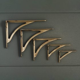 Ironbridge Aged Brushed Brass Shelf Brackets | 4.5/6/7/8/10