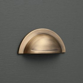 Shropshire Aged Brushed Brass Cupboard Handles - Round Cup Pull