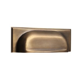 Shropshire Aged Brass Cupboard Handles - Stepped Square Cup Pull
