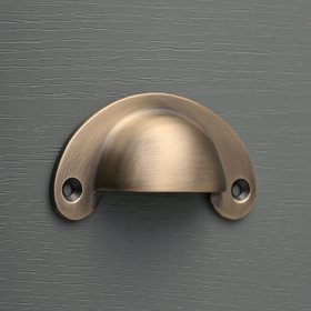 Classic Aged Brushed Brass Cupboard Handles - 3" Drawer Pull