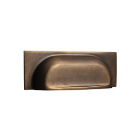 Shropshire Aged Brass Cupboard Handles - Square Cup Pull