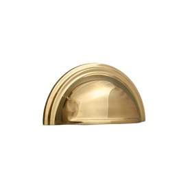 Shropshire Polished Brass Cupboard Handles - Stepped Round Cup Pull