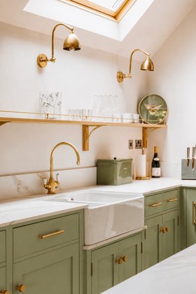 Pistachio Green Kitchen with Brass Details
